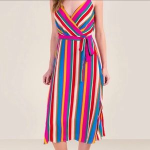 Blue Rain Multi-Colored Striped Maxi Sleeveless Dress